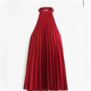 Abercrombie & Fitch Red Pleated Halter Cocktail Dress